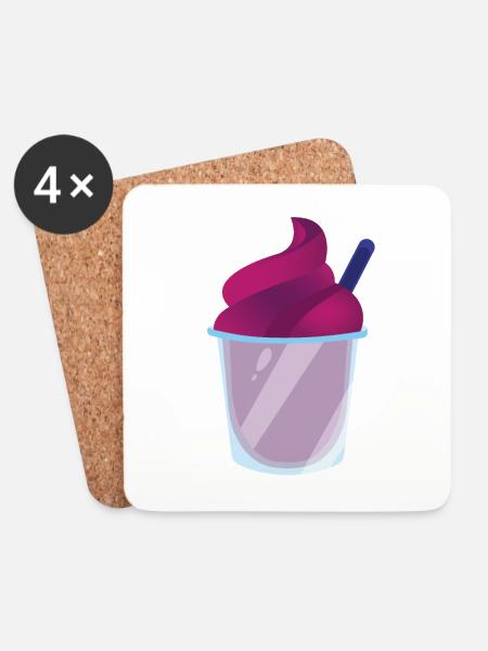 Slush Eis rotes Slush mit Strohhalm - Untersetzer (4er-Set) - Weiß