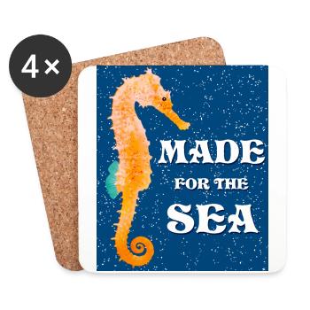 Seahorses MADE FOR THE SEA - Coasters (set of 4) - white - Front