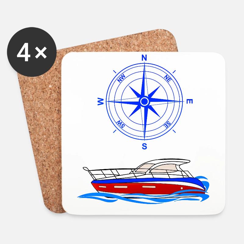Boot Kompass - Untersetzer (4er-Set) - Weiß