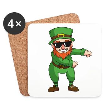 Irish leprechaun makes floss dance sunglasses - Coasters (set of 4) - white - Front
