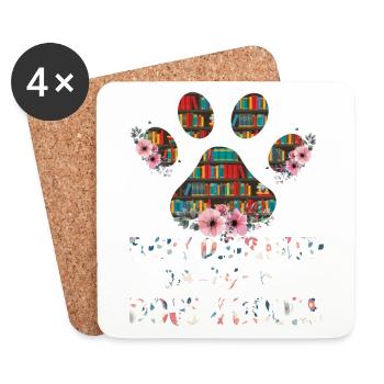 Easily Distracted By Dogs And Books - Dessous de verre (lot de 4) - blanc - Devant
