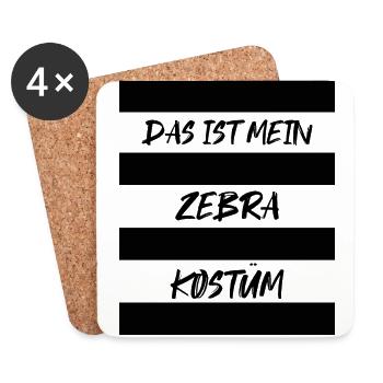 Das Ist Mein Zebra Kostüm - Untersetzer (4er-Set) - Weiß - Vorne