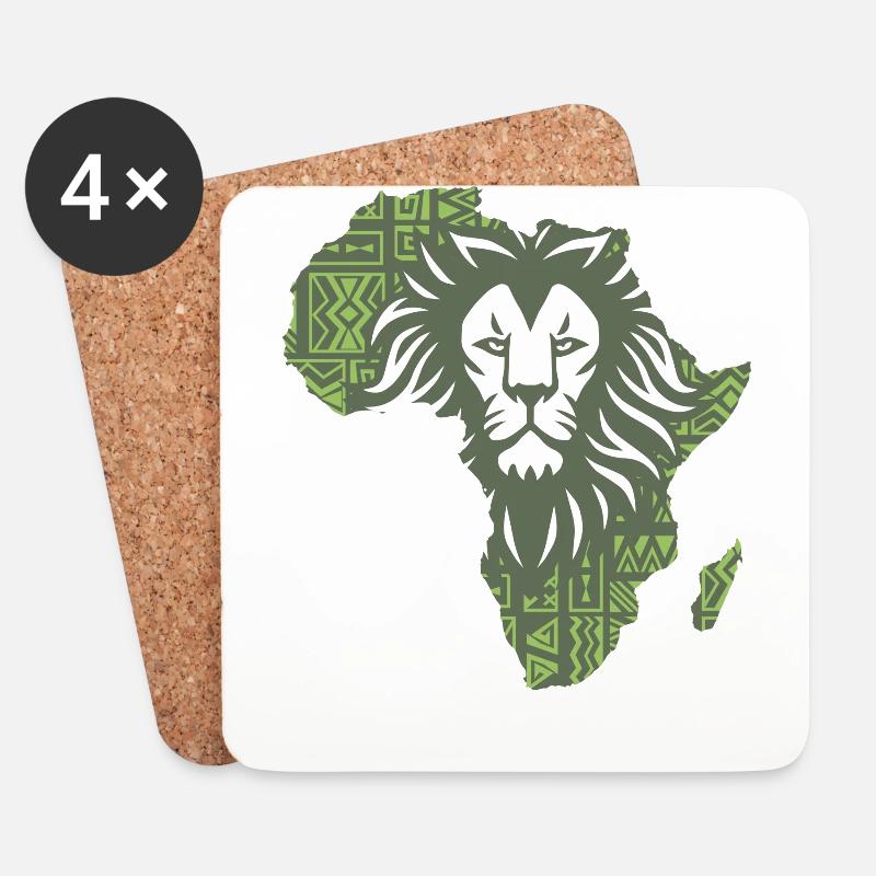 Roar Africa Karte Löwengesicht Reggae Rasta Geschenk Design - Untersetzer (4er-Set) - Weiß