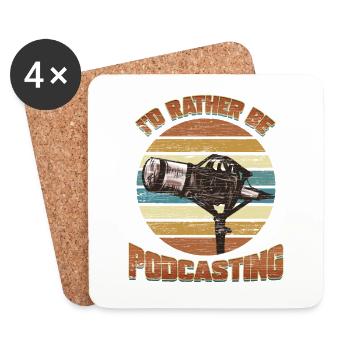 Podcast Radio Mikrofon Podcasting Geschenk - Untersetzer (4er-Set) - Weiß - Vorne