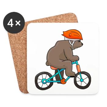 Bear On Bike Bicycle Cycling Bear - Untersetzer (4er-Set) - Weiß - Vorne