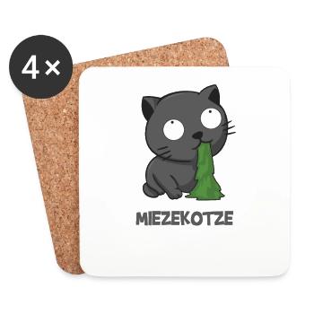 Miezekotze Miezekatze Miau Katze kotzt - Untersetzer (4er-Set) - Weiß - Vorne