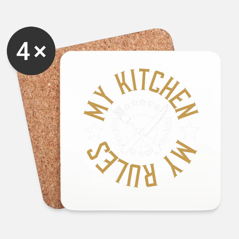 My Kitchen My Rules Shirt - Untersetzer (4er-Set) - Weiß