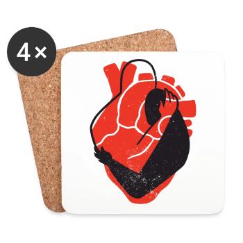 Heart with hug Couple of loving hearts - Coasters (set of 4) - white - Front