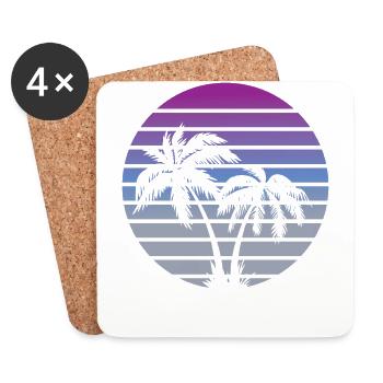 80s miami style beach palms - Coasters (set of 4) - white - Front