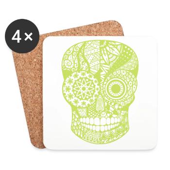 Neon Crâne mortueux - Dessous de verre (lot de 4) - blanc - Devant