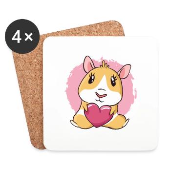 Cochon d'Inde - Dessous de verre (lot de 4) - blanc - Devant