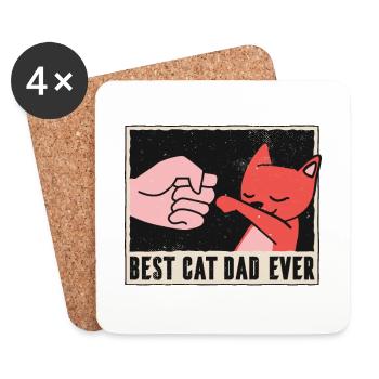 Best cat dad ever bump fists cat - Coasters (set of 4) - white - Front