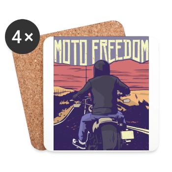 Moto, motocycliste, moto liberté - Dessous de verre (lot de 4) - blanc - Devant
