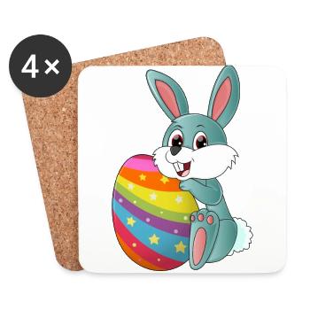 Cute sweet Easter bunny with a colorful Easter egg - Coasters (set of 4) - white - Front