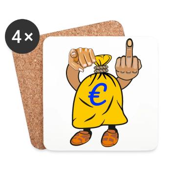 Sack doigt du milieu index de la main EURO - Dessous de verre (lot de 4) - blanc - Devant