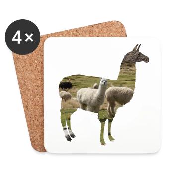 Alpaga alpaga alpaga lama lama lama - Dessous de verre (lot de 4) - blanc - Devant