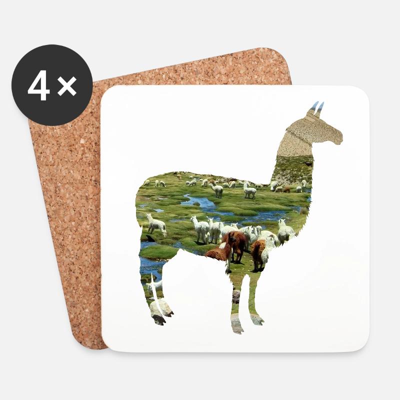 Alpaka Alpaka Alpaka Lama Lama Lama - Untersetzer (4er-Set) - Weiß