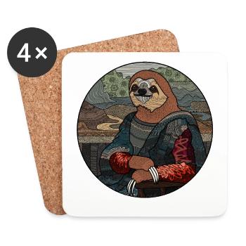 Sloth Mona Lisa funny gift for sloth fans - Coasters (set of 4) - white - Front