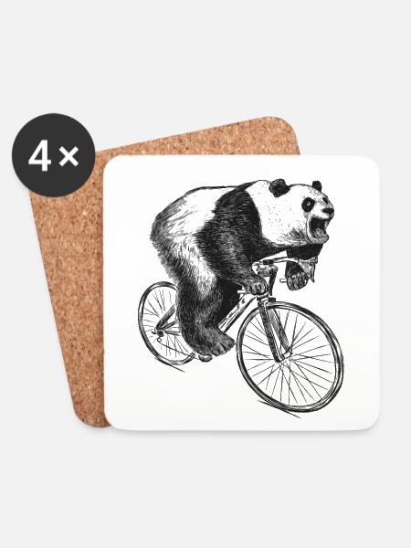 Panda Auf Dem Fahrrad Radfahrer Rad Bike - Untersetzer (4er-Set) - Weiß