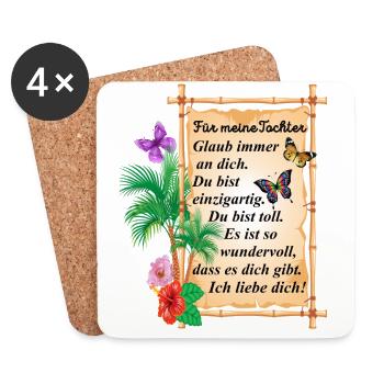 Für meine Tochter - Spruch - Untersetzer (4er-Set) - Weiß - Vorne