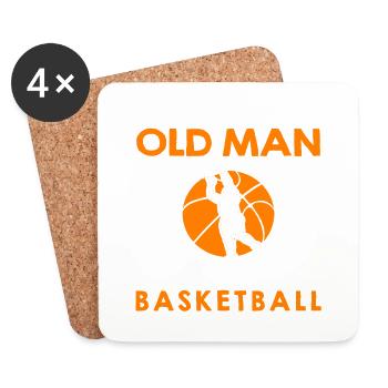 Ne sous-estimez jamais un vieil homme avec un ballon de basket - Dessous de verre (lot de 4) - blanc - Devant