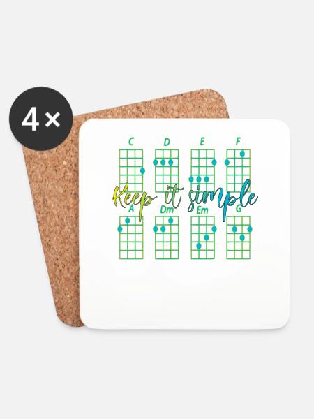 keepitsimple ukulelen akkorde - Untersetzer (4er-Set) - Weiß