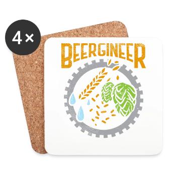 Beergineer Craft Beer Beer Hop Hobby Brewer Bie - Coasters (set of 4) - white - Front