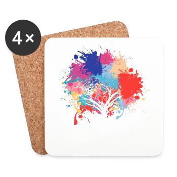 Environmental protection tree paint splash - Coasters (set of 4) - white - Front