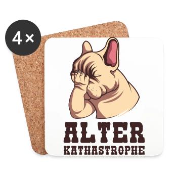 Alter Katastrophe Französische Bulldogge Frenchie - Untersetzer (4er-Set) - Weiß - Vorne