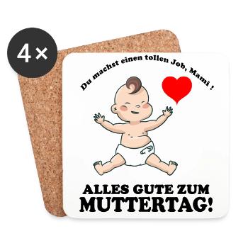 Muttertag Baby Herz Muttertag - Untersetzer (4er-Set) - Weiß - Vorne