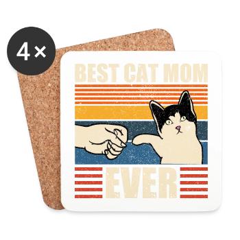 Meilleur chat maman jamais Meilleur chat maman chaton - Dessous de verre (lot de 4) - blanc - Devant
