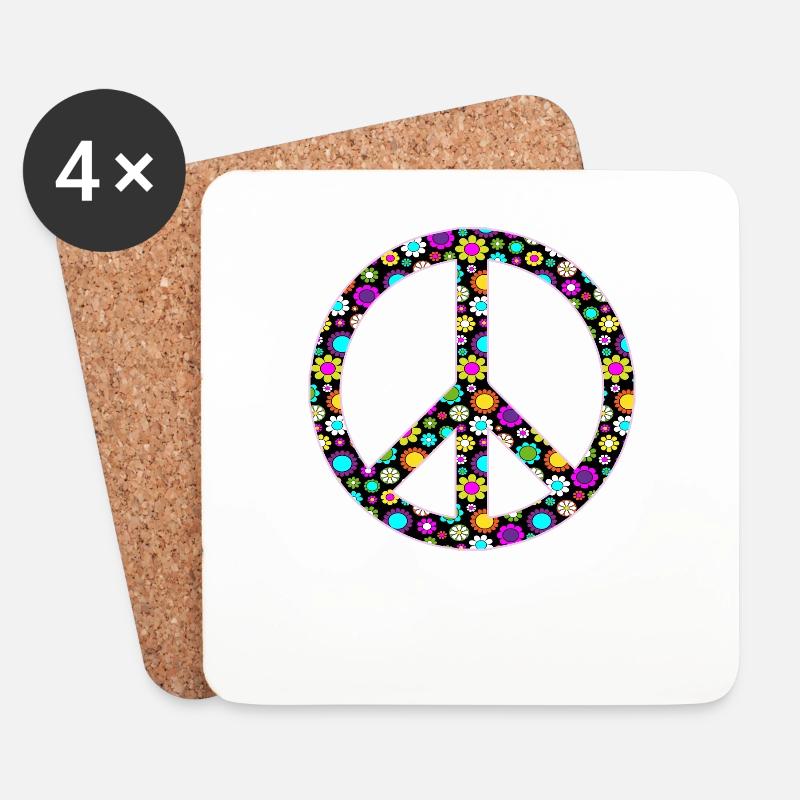 Flower Power Peace Sign Hippie Peacezeichen - Untersetzer (4er-Set) - Weiß