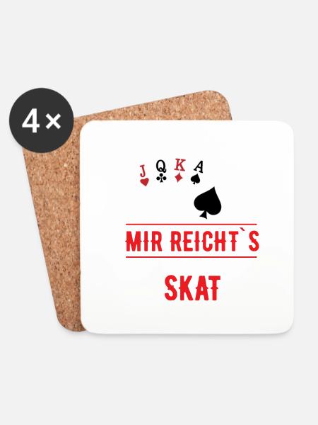 Skat Geschenk | Skatkarten Skatspieler - Untersetzer (4er-Set) - Weiß