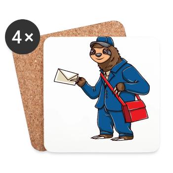 Faultier Briefträger Postbote Sloth - Untersetzer (4er-Set) - Weiß - Vorne