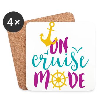 Cruise Mode Great Vacation Tshirt - Coasters (set of 4) - white - Front