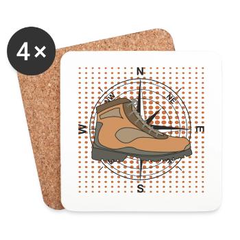 Hiking shoe compass background - Coasters (set of 4) - white - Front