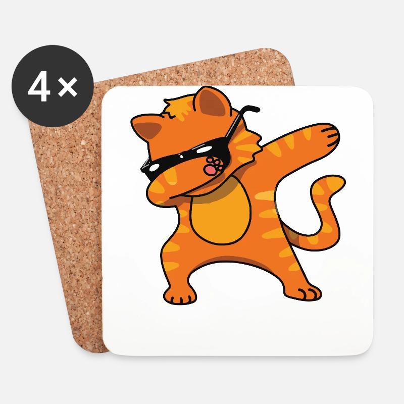 Die tupfende Katze - Untersetzer (4er-Set) - Weiß