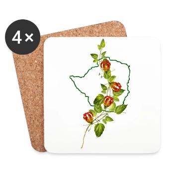 Rhodesian Outline und Flame Lily Vine - Untersetzer (4er-Set) - Weiß - Vorne