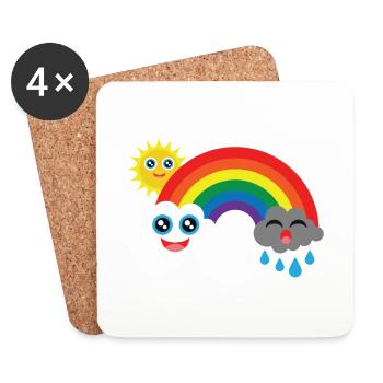 Clouds laugh and cry with sun in the rainbow - Coasters (set of 4) - white - Front