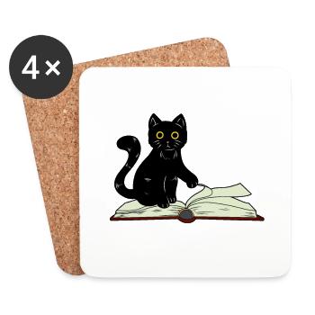 Chat gueule de bois livre livres apprendre fantaisie enfants kid - Dessous de verre (lot de 4) - blanc - Devant