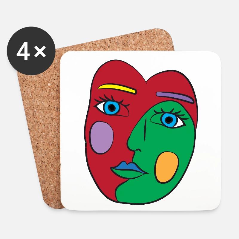 Abstract Stylish Kunst / cooles Gesicht Geschenk - Untersetzer (4er-Set) - Weiß