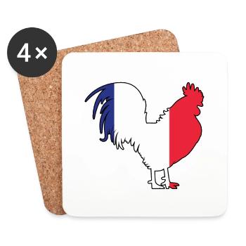 Coq français - Dessous de verre (lot de 4) - blanc - Devant