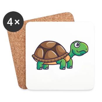 Landschildkröte Schildkröte Haustier - Untersetzer (4er-Set) - Weiß - Vorne