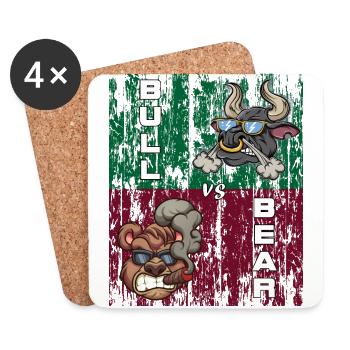 Bull vs Bear Stock Exchanges Tshirt - Coasters (set of 4) - white - Front