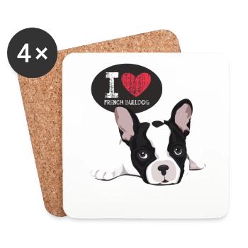 i love french bulldog - Coasters (set of 4) - white - Front