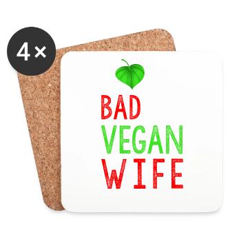 I Love My Badass Vegan Wife - Coasters (set of 4) - white - Front