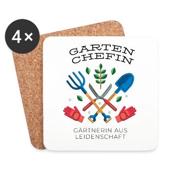 Garten Chefin Gärtnerin aus Leidenschaft Gärtnern - Untersetzer (4er-Set) - Weiß - Vorne