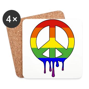 LGBT Friedenszeichen in Regenbogenfarben CSD - Untersetzer (4er-Set) - Weiß - Vorne