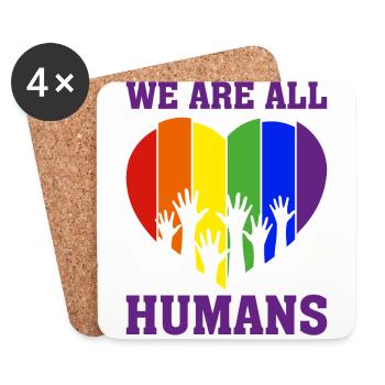 Christopher Streed Day We are ALL HUMANS Gift - Coasters (set of 4) - white - Front