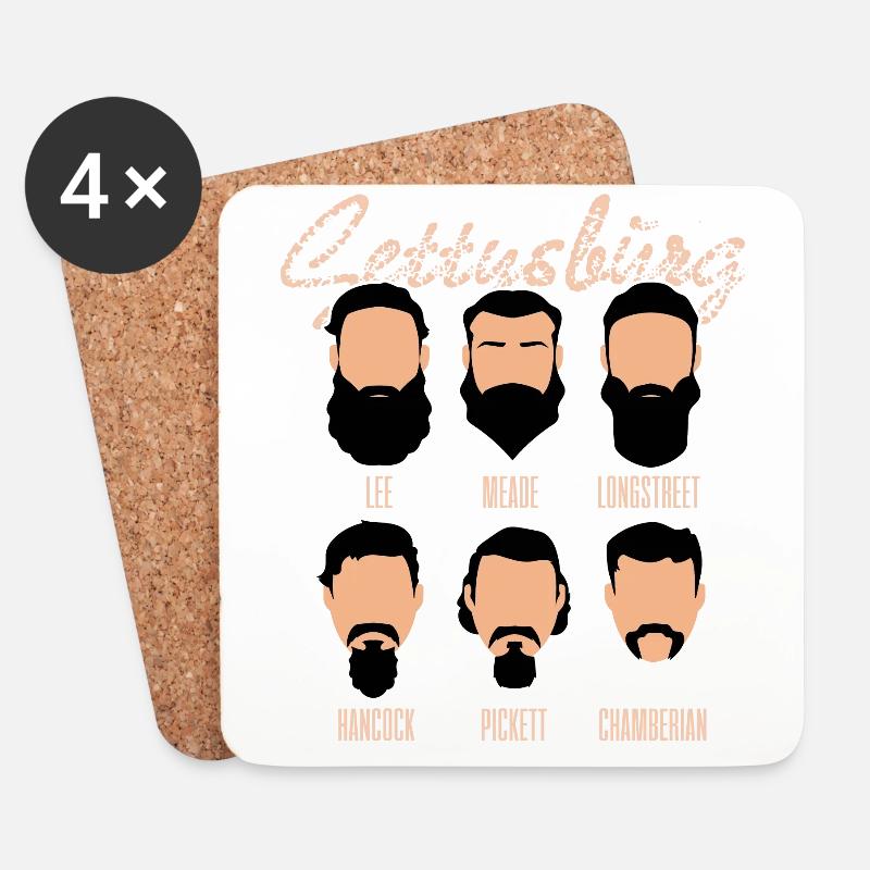Gettysburg-Funny Kind Of Beards - Untersetzer (4er-Set) - Weiß